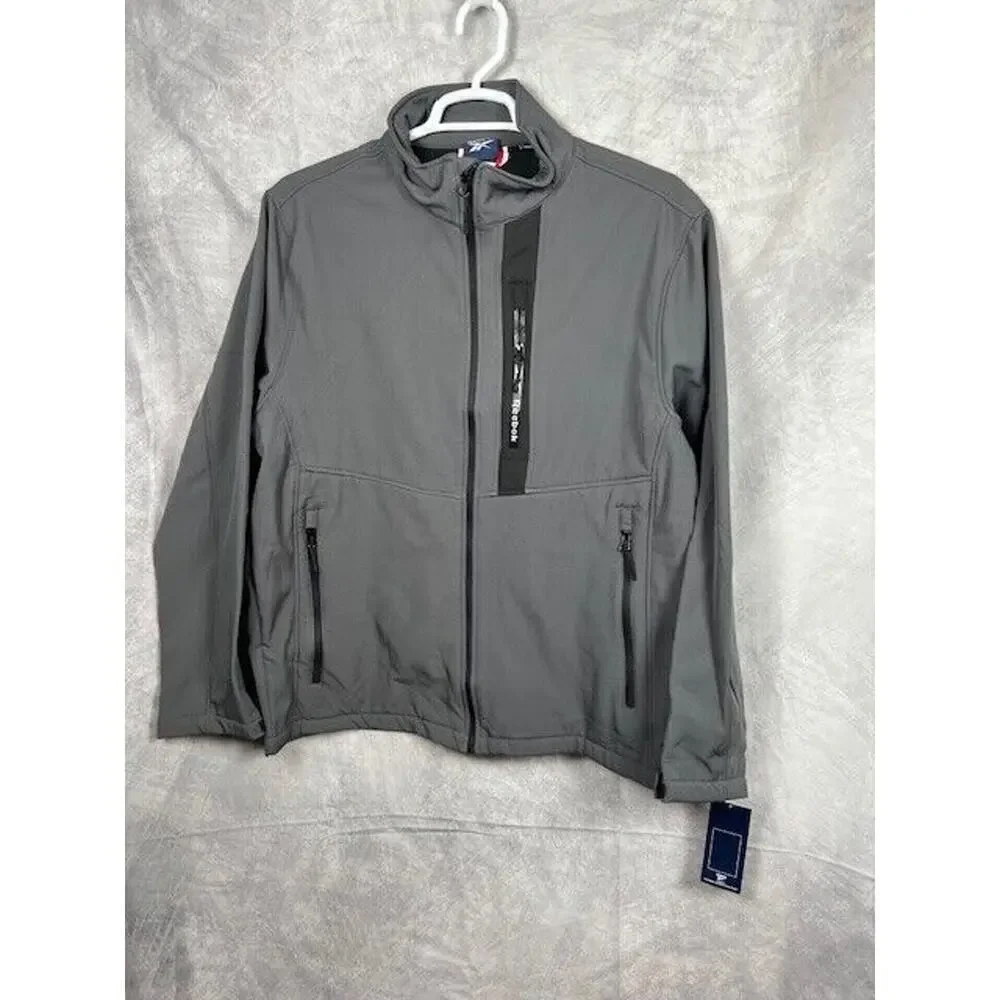 Reebok Mens Fleece Lined Outerwear Softshell 3 Outer Zip Pockets Jacket Coat 2XL